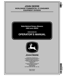 John Deere JS63, JS63C Walk-Behind Rotary Mowers Operator's Manual (OMGX22068)
