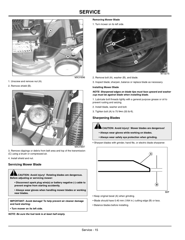 John Deere JA62 Walk Behind Rotary Mower (220001-) Operator's Manual (OMGX22219) - Image 2