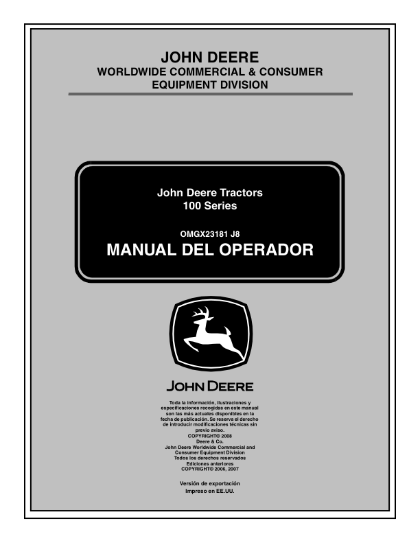 John Deere Tractors 100 Series Operator's Manual (OMGX23181) - Image 2