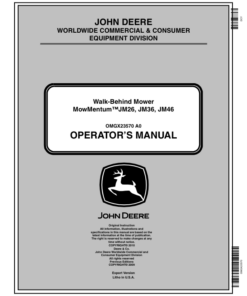 John Deere Walk-Behind Mower??M?wMentumJM26, JM36, JM46 Operator's Manual (OMGX23570)