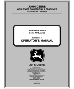 John Deere X125, X145 & X165 Lawn Tractor Export Edition (010001-020000) Operator's Manual (OMGX23658)