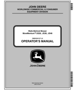 John Deere Walk-Behind Mower - JS26, JS36, JS46 (500001-) Operator's Manual (OMGX24127)