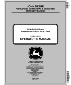 John Deere Walk-Behind Mower JM26, JM36, JM46 (EX) Operator's Manual (OMGX24130)