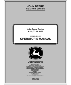 John Deere X125, X145, X165 Tractor (EX) Operator's Manual (OMGX24313)