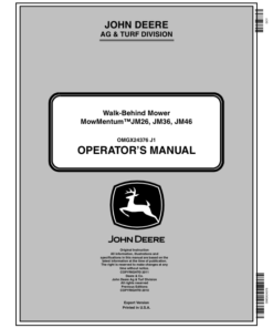 John Deere Walk-Behind Mower - JM26, JM36, JM46 (150001-) Operator's Manual (OMGX24376)