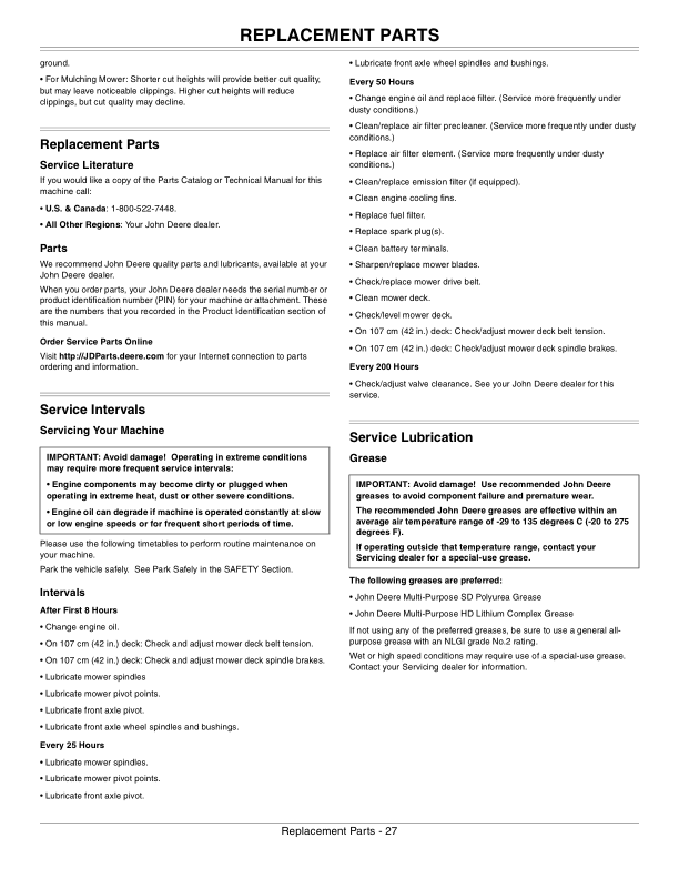 John Deere Tractor X125, X145, X165 (EX) Operator's Manual (OMGX24638) - Image 4