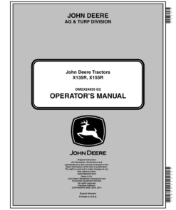 John Deere X135R & X155R Tractors Export Edition (040001-050000) Operator's Manual (OMGX24655)