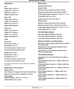 Alternative view of John Deere 92H, 107H & 107S Sabo Lawn Tractors Export Edition / 92H (020001-050000) 107H & 107S (040001-050000) Operator's Manual (OMGX24665)