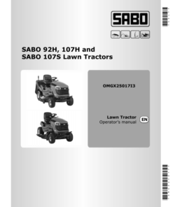 John Deere 92H, 107H & 107S Sabo Lawn Tractors Export Edition (050001-058000) Operator's Manual (OMGX25017)