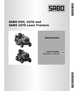John Deere 92H, 107H & 107S Sabo Lawn Tractors Export Edition (058001-100000) Operator's Manual (OMGX25462)