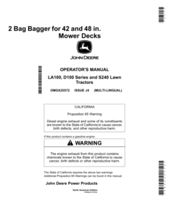 John Deere 2 Bag Bagger for 42, 48 in. Mower Decks (North American) Operator's Manual (OMGX25572)