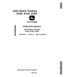 John Deere X105, X125 & X165 Lawn Tractor Export Edition (700001- ) Operator's Manual (OMGX26101)