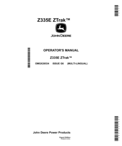 John Deere Z335E ZTrak (Export Edition)SN 050001- Operator's Manual (OMGX26534)