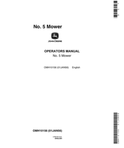 John Deere No. 5 Sickle Mower Operator's Manual (OMH10156)