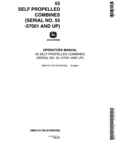 John Deere 55 Combine North America (057001-060000) Operator's Manual (OMH131159)