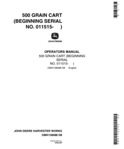 John Deere 500 Grain Cart (011515-) Operator's Manual (OMH138088)