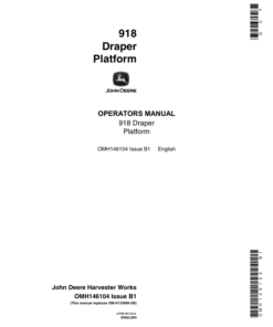 John Deere 918 Draper Platform Operator's Manual (OMH146104)
