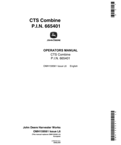 John Deere CTS Combine (665401 - 667455) Operator's Manual (OMH159561)