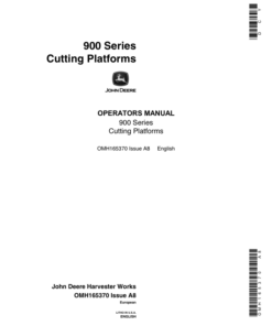 John Deere 900 Series Flex, Rigid Cutting Platforms (Models: 920, 922, 925) Operator's Manual (OMH165370)
