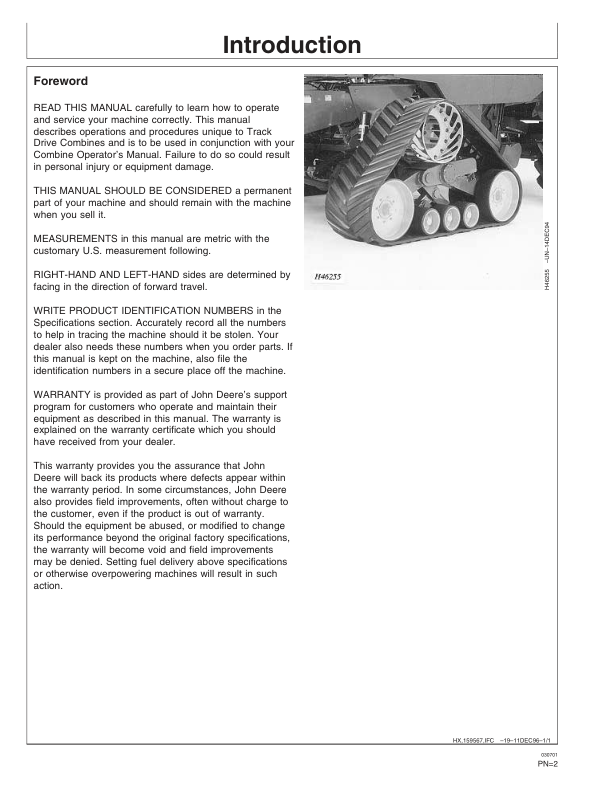 John Deere Rubber Track System Operator's Manual (OMH175273) - Image 2