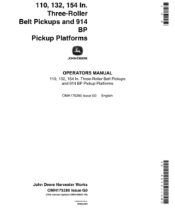 John Deere 3-Roller Belt Pickup (110, 132, 154 In.), 914 BP Platform Operator's Manual (OMH175280)