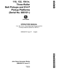 John Deere 3-Roller Belt Pickups, 914 P Platforms (695101-) Operator's Manual (OMH202757)