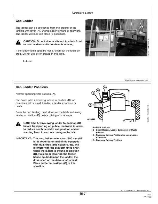John Deere 9450 Combines (695101-700300) 9550 Combines (695201-700300) 9650 Combines (695301-700300) Americas Edition Operator's Manual (OMH202764) - Image 2
