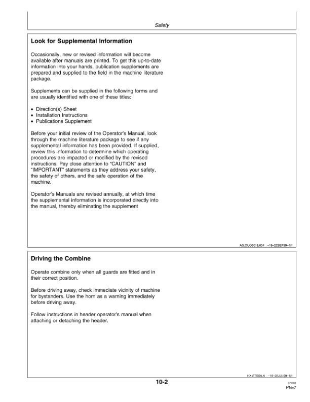 John Deere 9650 STS Combines (695501-700500), 9750 STS Combines (695601-700600) North America Operator's Manual (OMH202772) - Image 2