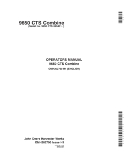 John Deere 9650 CTS Combine (695401-) Operator's Manual (OMH202790)