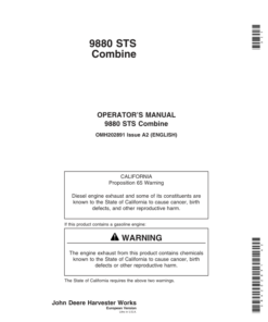 John Deere 9880 STS Combine (695801-) Operator's Manual (OMH202891)