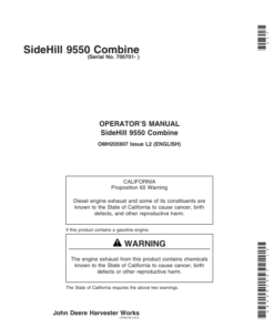 John Deere 9550SH Combine (700701-) Operator's Manual (OMH205907)