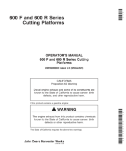 John Deere 600 F&R Series Cutting Platforms North America (705351-710350) Operator's Manual (OMH208502)