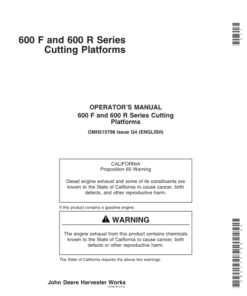John Deere 600 F&R Series Cutting Platforms North America (710351-715350) Operator's Manual (OMH215798)