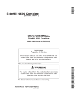 John Deere 9560SH Combine (710101-) Operator's Manual (OMH215835)
