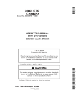 John Deere 9880i STS Combines (710801-) Operator's Manual (OMH215859)