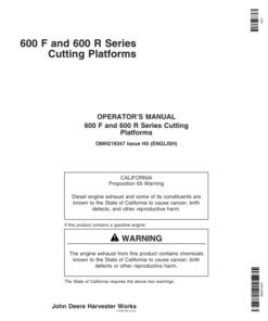 John Deere 600 F&R Series Cutting Platforms North America (715351-720200) Operator's Manual (OMH219347)