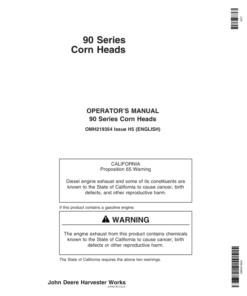 John Deere 90 Series Cornheads Operator's Manual (OMH219354)