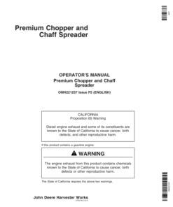 John Deere OM Section: Premium Chopper & Chaff Spreader Operator's Manual (OMH221257)