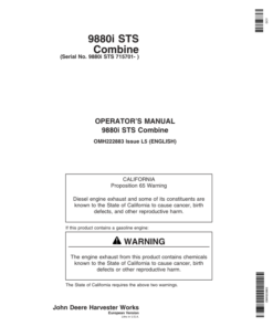 John Deere 9880i STS Combine (715701-) Operator's Manual (OMH222883)