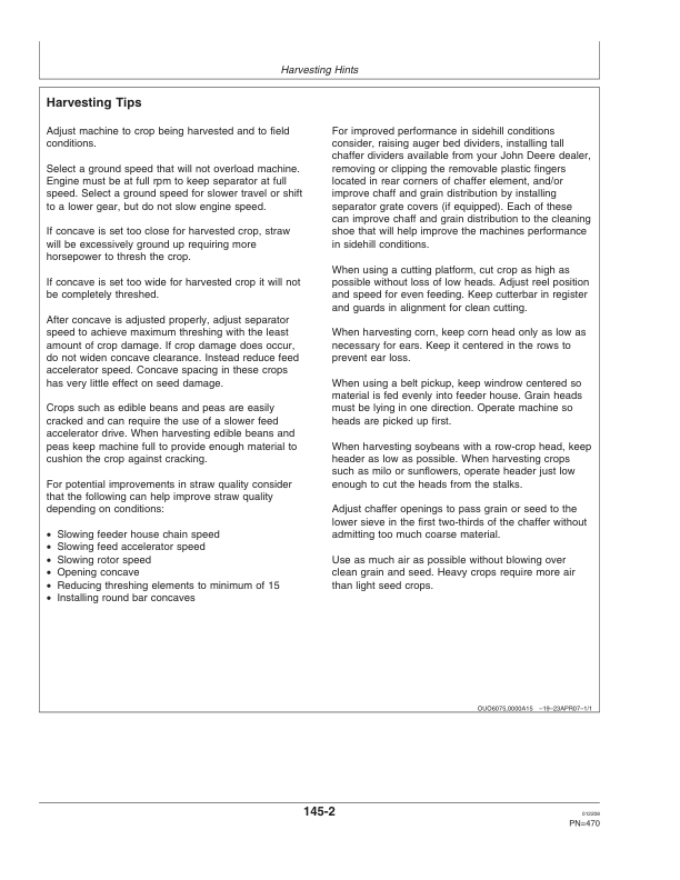 John Deere S690 HILLMASTER Combine (725101-) Operator's Manual (OMH231551) - Image 2