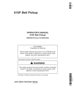 John Deere 615 P Belt Pickup (730000-734999) Operator's Manual (OMH236148)