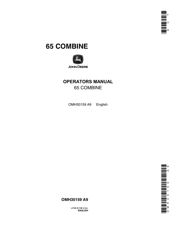 John Deere 65 Combine Operator's Manual (OMH30159)