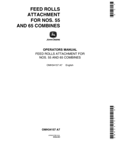 John Deere Feed Rolls for 55, 65 Combines Operator's Manual (OMH34157)
