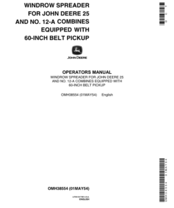 John Deere Windrow Spreader - 25, 12-A Combines Operator's Manual (OMH38554)