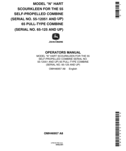 John Deere N Hart ScourKleen - 55, 65 Combines Operator's Manual (OMH46957)