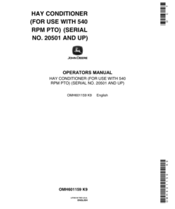 John Deere Hay Mower Conditioner Operator's Manual (OMH601159)