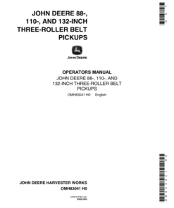 John Deere 3-Roller Belt Pickups (88, 110, 132 In.) Operator's Manual (OMH83041)