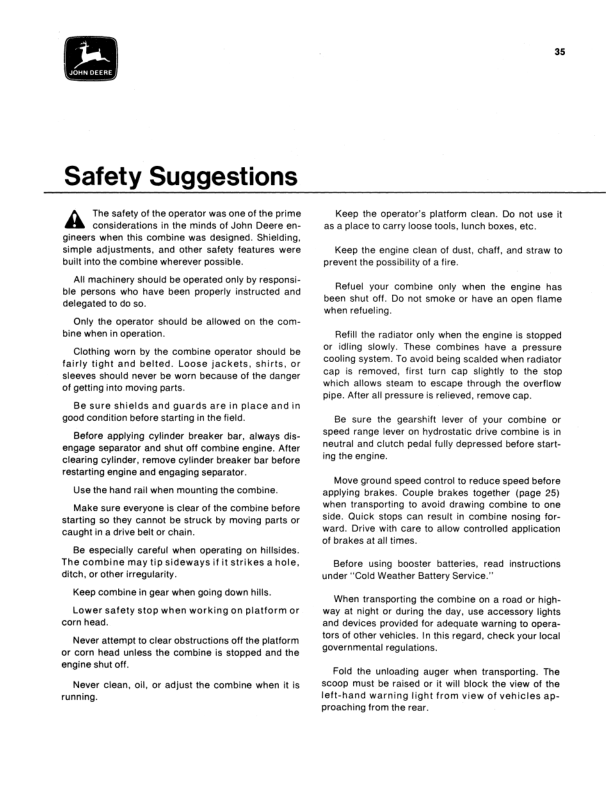 John Deere 6600, 7700 Combine Operator's Manual (OMH84605) - Image 2
