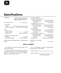 Alternative view of John Deere Combine Quik-Tatch Platforms Operator's Manual (OMH86807)