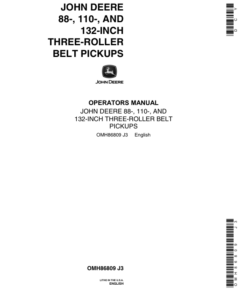 John Deere 3-Roller Belt Pickups (88, 110, 132 In.) Operator's Manual (OMH86809)